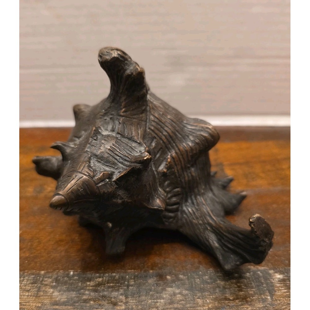 Vintage Solid Cast Bronze Brass Spiny Murex Conch Sea Shell Sculpture - Picture 2 of 10